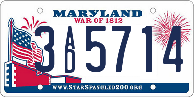 MD license plate 3AD5714