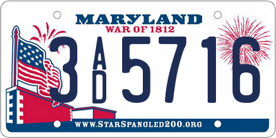 MD license plate 3AD5716