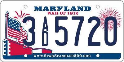 MD license plate 3AD5720