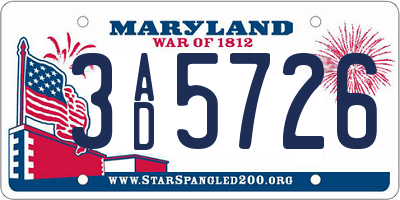 MD license plate 3AD5726