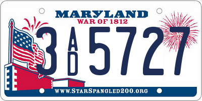 MD license plate 3AD5727