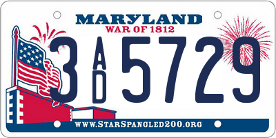 MD license plate 3AD5729