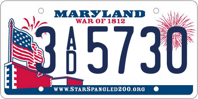 MD license plate 3AD5730