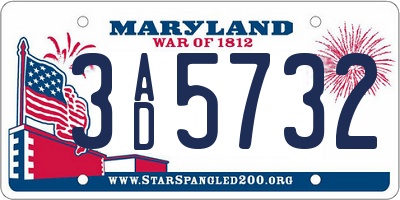 MD license plate 3AD5732