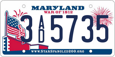 MD license plate 3AD5735