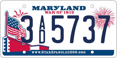 MD license plate 3AD5737