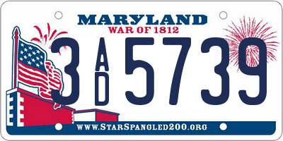 MD license plate 3AD5739