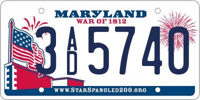 MD license plate 3AD5740