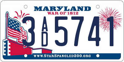 MD license plate 3AD5741