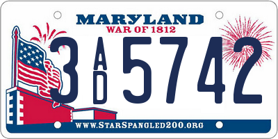 MD license plate 3AD5742