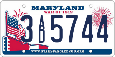 MD license plate 3AD5744