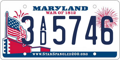 MD license plate 3AD5746