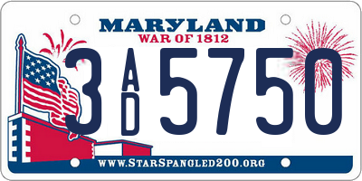 MD license plate 3AD5750