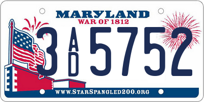 MD license plate 3AD5752