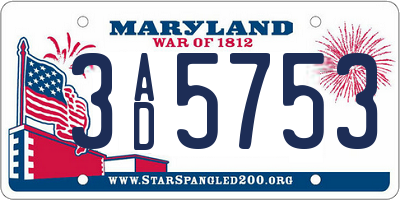 MD license plate 3AD5753