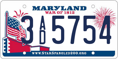 MD license plate 3AD5754