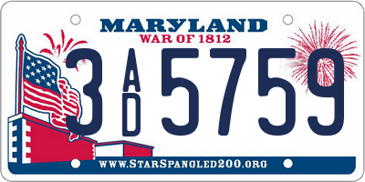 MD license plate 3AD5759