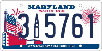 MD license plate 3AD5761