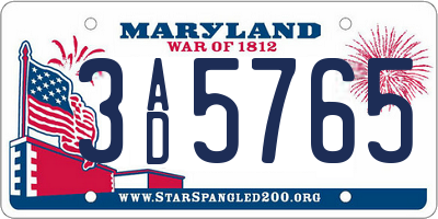 MD license plate 3AD5765