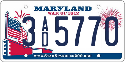 MD license plate 3AD5770