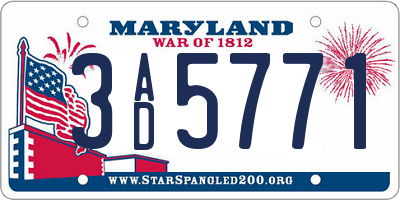 MD license plate 3AD5771