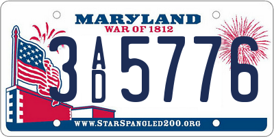 MD license plate 3AD5776