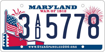 MD license plate 3AD5778