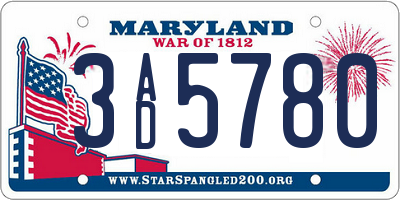 MD license plate 3AD5780