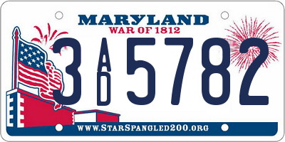 MD license plate 3AD5782