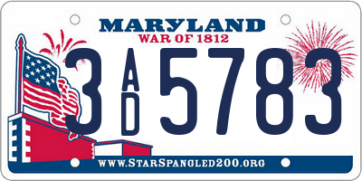 MD license plate 3AD5783