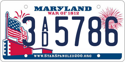 MD license plate 3AD5786