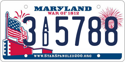 MD license plate 3AD5788