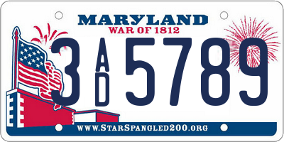 MD license plate 3AD5789