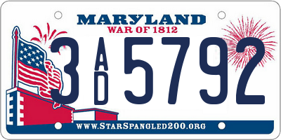 MD license plate 3AD5792