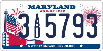 MD license plate 3AD5793