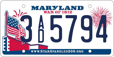 MD license plate 3AD5794