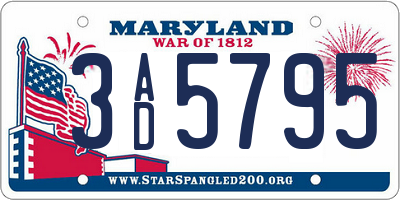 MD license plate 3AD5795