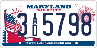 MD license plate 3AD5798