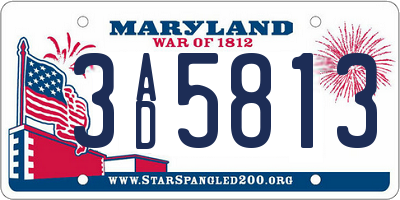 MD license plate 3AD5813