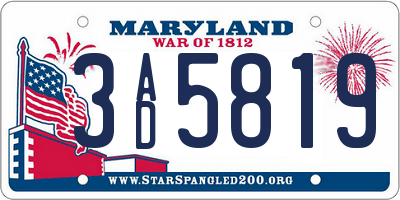 MD license plate 3AD5819
