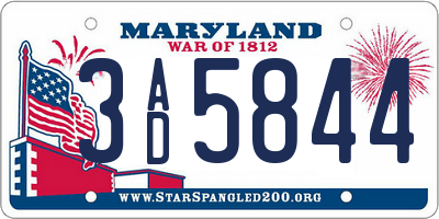 MD license plate 3AD5844