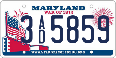 MD license plate 3AD5859