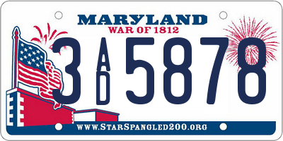 MD license plate 3AD5878