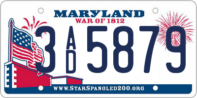 MD license plate 3AD5879