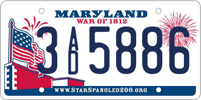 MD license plate 3AD5886