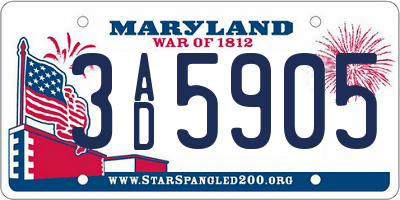 MD license plate 3AD5905
