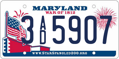 MD license plate 3AD5907
