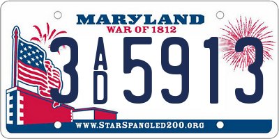 MD license plate 3AD5913