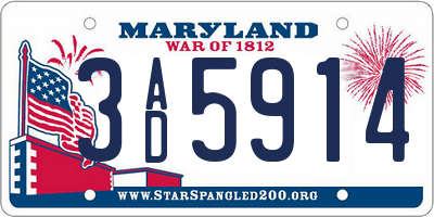 MD license plate 3AD5914