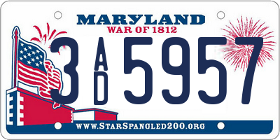 MD license plate 3AD5957